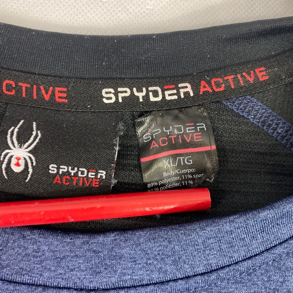 Spyder Active Mens Long Sleeve Shirt Pullover Athletic Blue Black Size XL - Picture 6 of 10